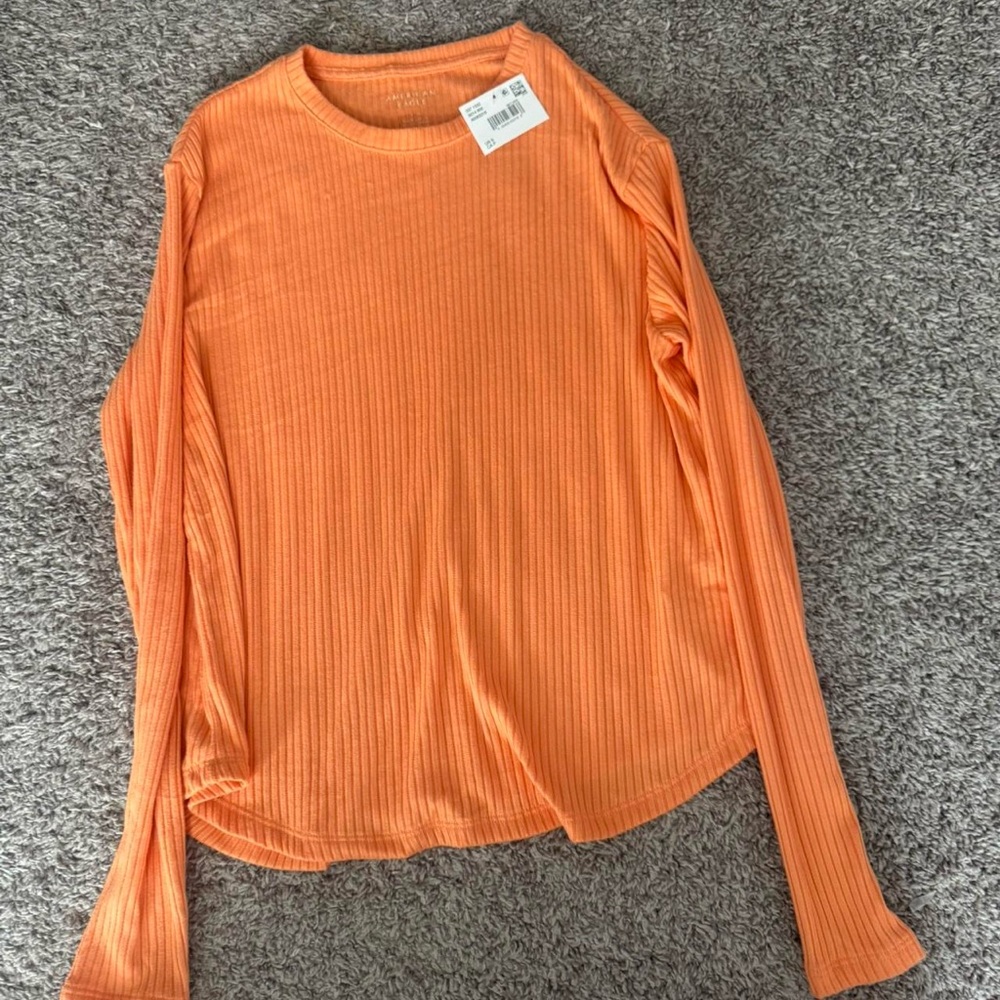 American Eagle Outfitters Vibrant Orange Long Sleeve Tee